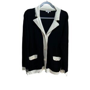 Harve Bernard Blazer Cardigan Womens‎ XL Black "Icon II" Old Money Preppy Career
